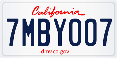 CA license plate 7MBY007
