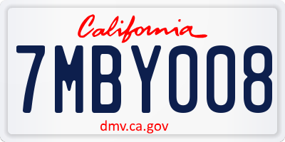 CA license plate 7MBY008