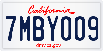CA license plate 7MBY009