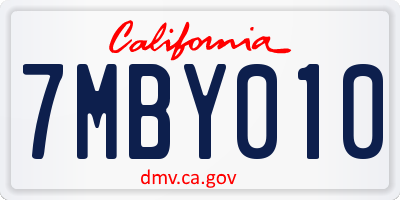 CA license plate 7MBY010