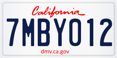 CA license plate 7MBY012