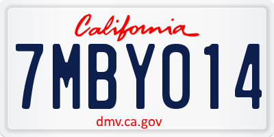 CA license plate 7MBY014