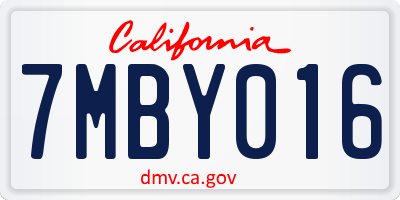 CA license plate 7MBY016