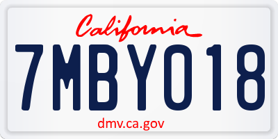 CA license plate 7MBY018