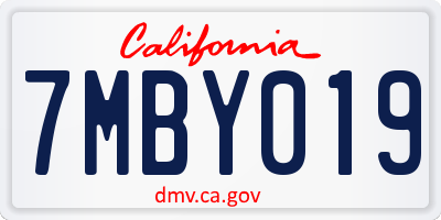 CA license plate 7MBY019