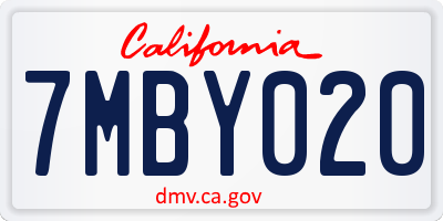 CA license plate 7MBY020