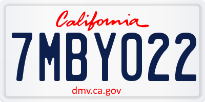 CA license plate 7MBY022