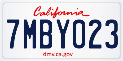 CA license plate 7MBY023