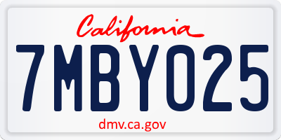 CA license plate 7MBY025