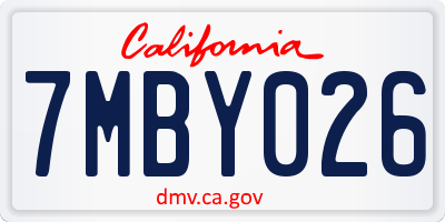 CA license plate 7MBY026
