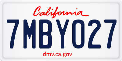 CA license plate 7MBY027