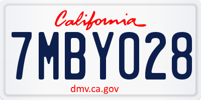 CA license plate 7MBY028