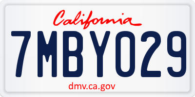 CA license plate 7MBY029