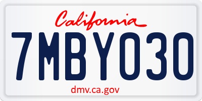 CA license plate 7MBY030