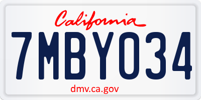 CA license plate 7MBY034