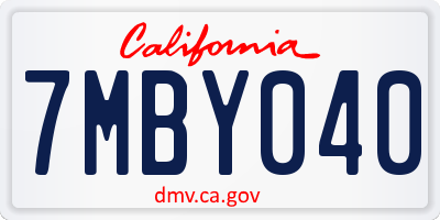 CA license plate 7MBY040