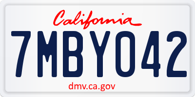 CA license plate 7MBY042