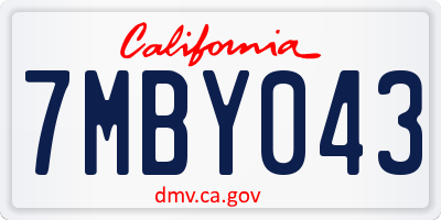 CA license plate 7MBY043