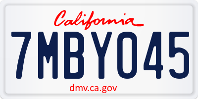 CA license plate 7MBY045