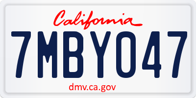 CA license plate 7MBY047