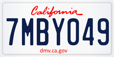 CA license plate 7MBY049