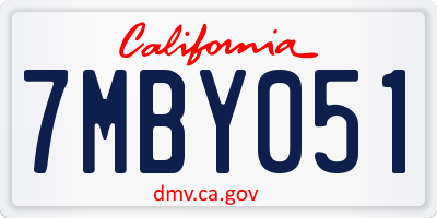 CA license plate 7MBY051