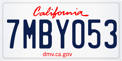 CA license plate 7MBY053