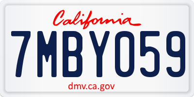 CA license plate 7MBY059