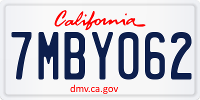 CA license plate 7MBY062