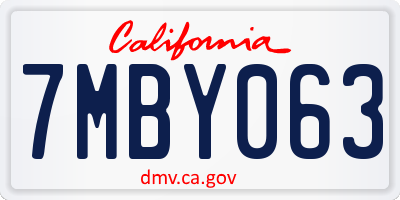 CA license plate 7MBY063