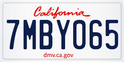 CA license plate 7MBY065