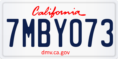 CA license plate 7MBY073
