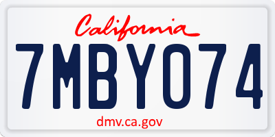 CA license plate 7MBY074