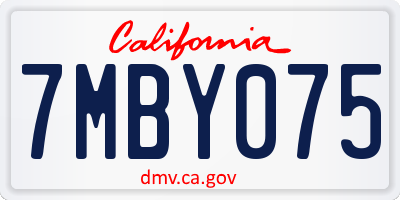 CA license plate 7MBY075