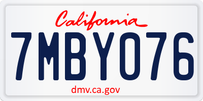 CA license plate 7MBY076