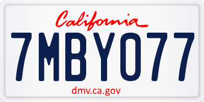 CA license plate 7MBY077