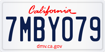 CA license plate 7MBY079