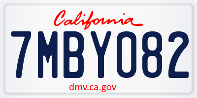 CA license plate 7MBY082