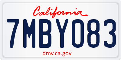 CA license plate 7MBY083