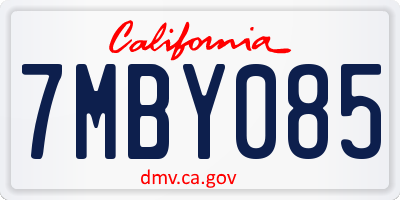 CA license plate 7MBY085