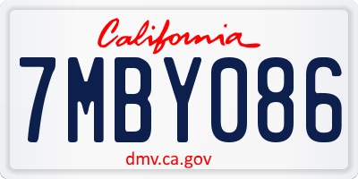 CA license plate 7MBY086