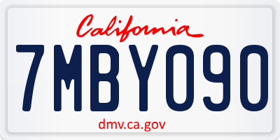 CA license plate 7MBY090