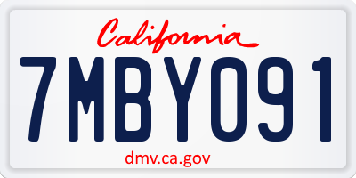 CA license plate 7MBY091