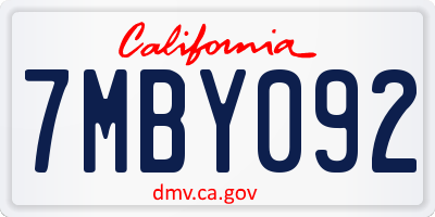 CA license plate 7MBY092