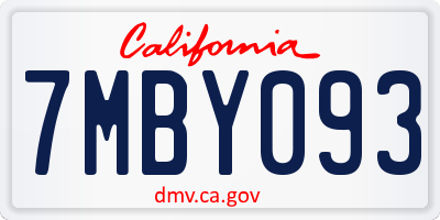 CA license plate 7MBY093