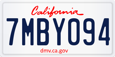 CA license plate 7MBY094