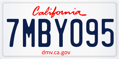 CA license plate 7MBY095