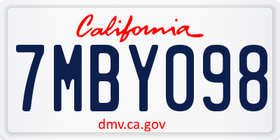 CA license plate 7MBY098