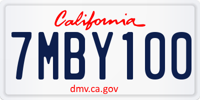 CA license plate 7MBY100