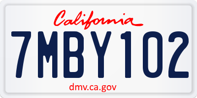 CA license plate 7MBY102